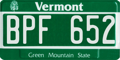 VT license plate BPF652