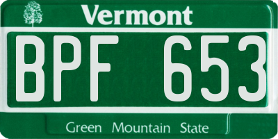 VT license plate BPF653