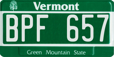 VT license plate BPF657