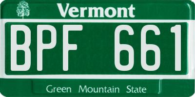 VT license plate BPF661