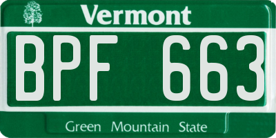 VT license plate BPF663