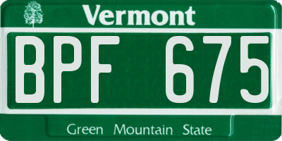 VT license plate BPF675