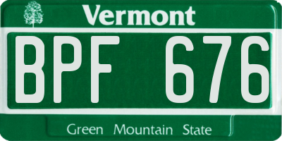 VT license plate BPF676