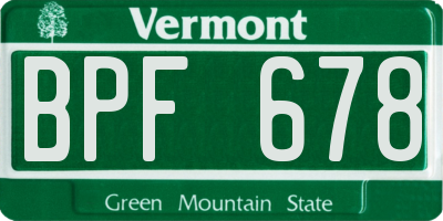 VT license plate BPF678
