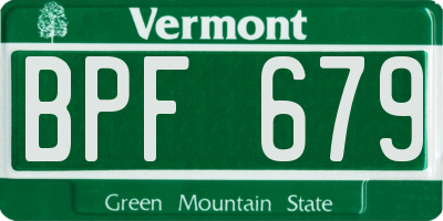 VT license plate BPF679