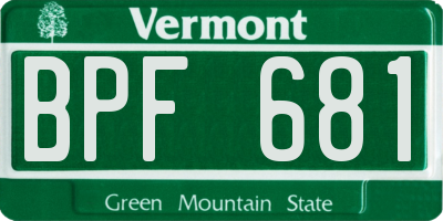 VT license plate BPF681