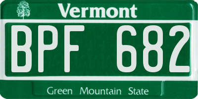 VT license plate BPF682