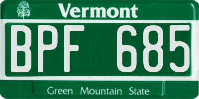 VT license plate BPF685
