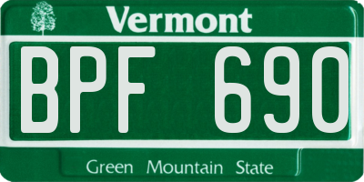VT license plate BPF690