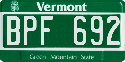 VT license plate BPF692