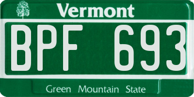 VT license plate BPF693