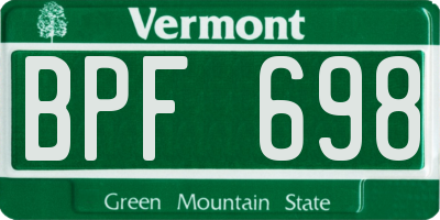 VT license plate BPF698