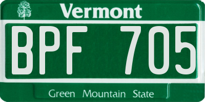VT license plate BPF705
