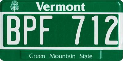 VT license plate BPF712