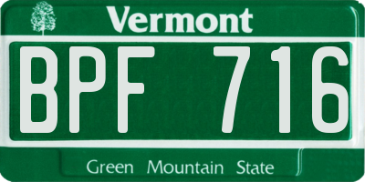 VT license plate BPF716