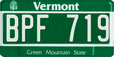 VT license plate BPF719