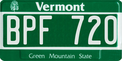 VT license plate BPF720