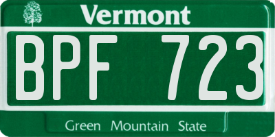 VT license plate BPF723