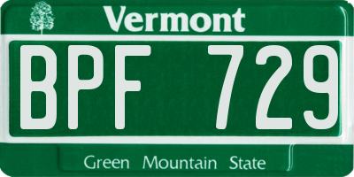 VT license plate BPF729