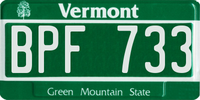 VT license plate BPF733