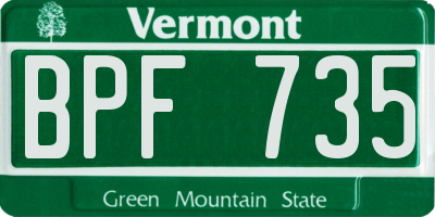 VT license plate BPF735