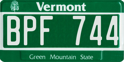 VT license plate BPF744