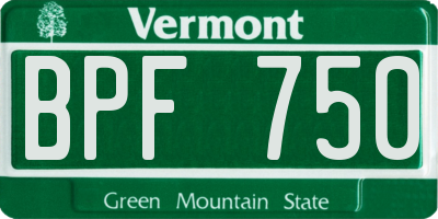 VT license plate BPF750