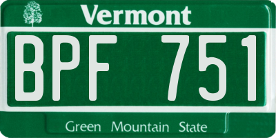 VT license plate BPF751
