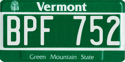 VT license plate BPF752