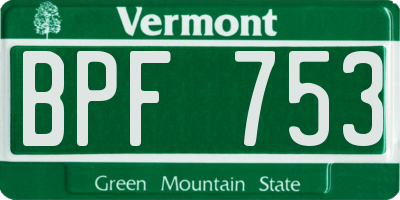 VT license plate BPF753