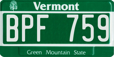 VT license plate BPF759