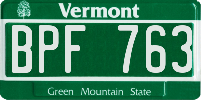 VT license plate BPF763