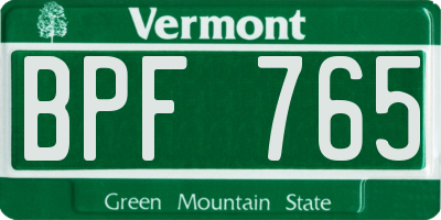 VT license plate BPF765