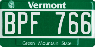 VT license plate BPF766