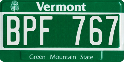 VT license plate BPF767