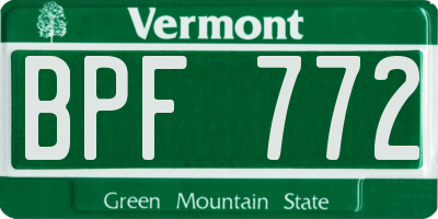 VT license plate BPF772