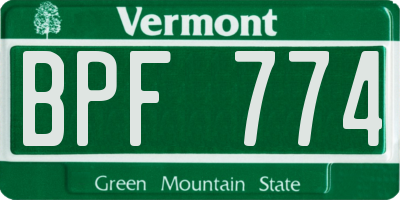 VT license plate BPF774
