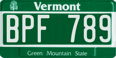 VT license plate BPF789