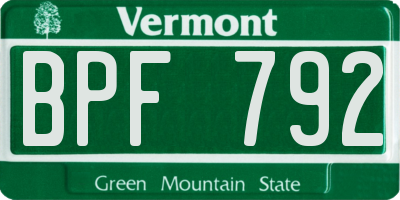VT license plate BPF792