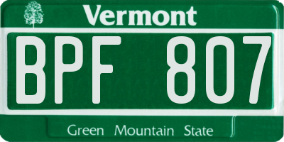 VT license plate BPF807