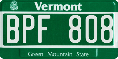 VT license plate BPF808