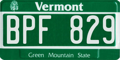 VT license plate BPF829