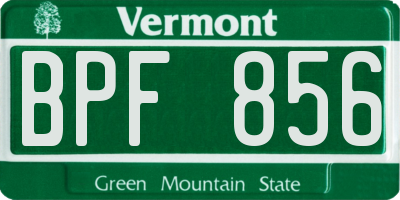 VT license plate BPF856