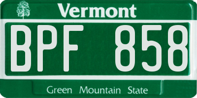 VT license plate BPF858