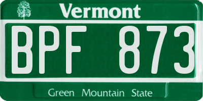 VT license plate BPF873