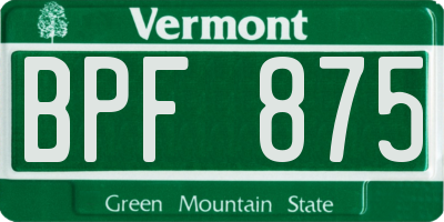 VT license plate BPF875