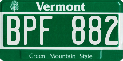 VT license plate BPF882