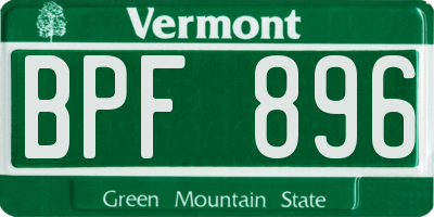 VT license plate BPF896