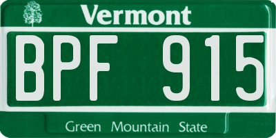 VT license plate BPF915