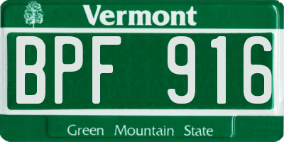 VT license plate BPF916